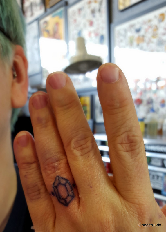 Wedding Ring Tattoo and new daith piercing. +200 to armour and mystery roll on migraine relief.