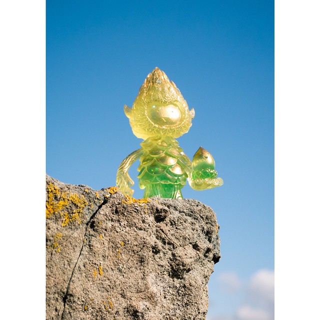 Super limited edition of 5 Gold & Green tint Tree Spirits exclusive to @spankystokes booth at D-Con 2014 #mujuworld #treespirit #bioresin #sculpture #designertoy