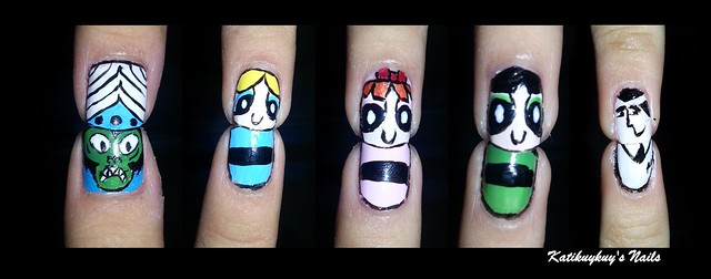Nail Art design Powepuff Girls