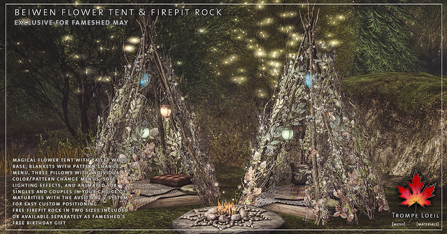 Trompe Loeil - Beiwen Flower Tent & Firepit Rock for FaMESHed May