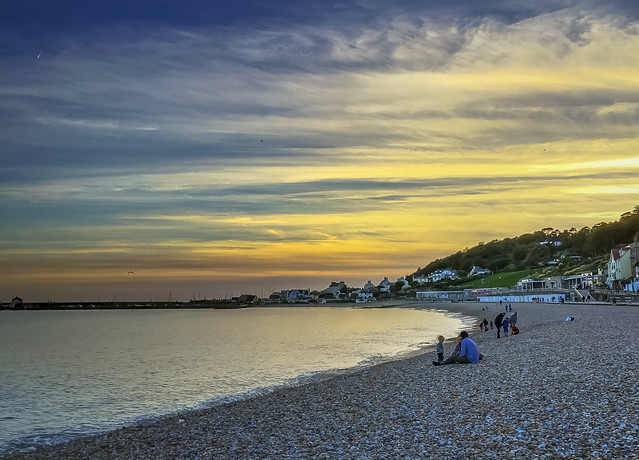 We've been having some lovely warm weather in southern England this October. This was  6:30pm on Lyme Regis beach, Dorset.