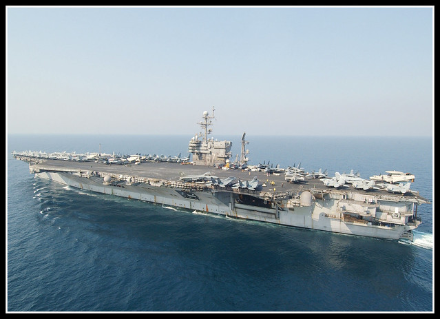 USS John F. Kennedy (CV 67) shown underway in the Arabian Gulf.