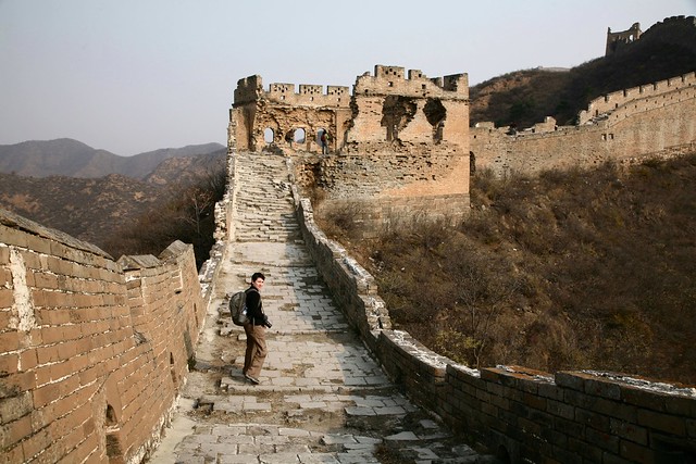 Walking on the Simatai Section Great Wall of China