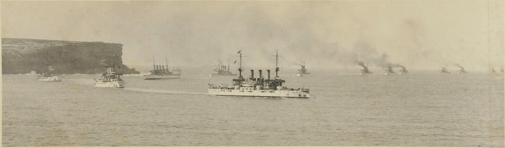 American battleships entering Sydney Heads