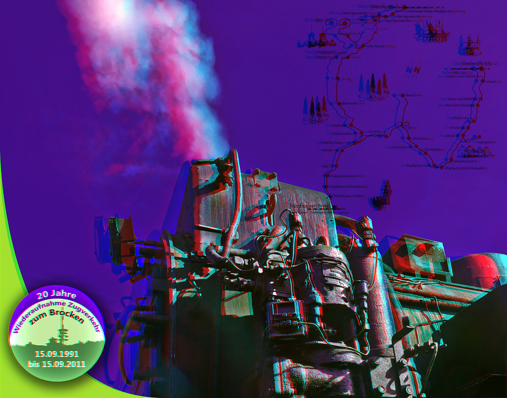 Steam Train Postcard 3D ::: HDR Anaglyph Stereoscopy