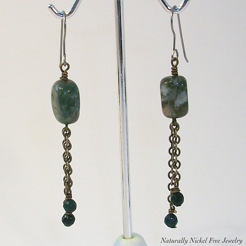 Fancy Jasper Dangle Earrings with Long Chain Tassel | by Donna@NNF