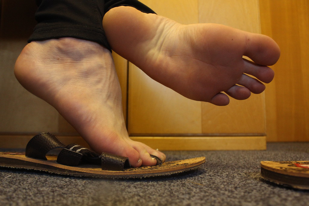Feet on flip flops II, In my thin cork flip flops. Get clos…