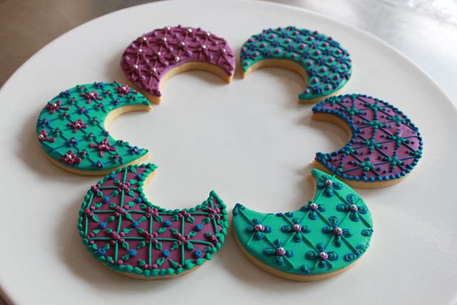 Moroccan-patterned crescent moon cookies