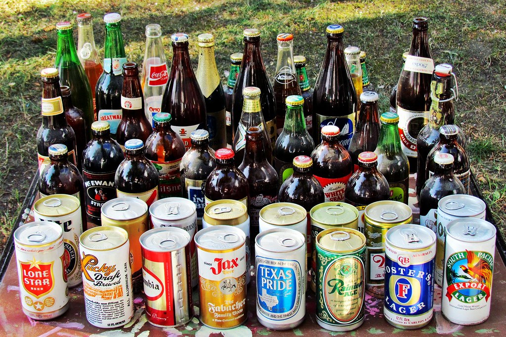 Old Beer Bottles and Cans.