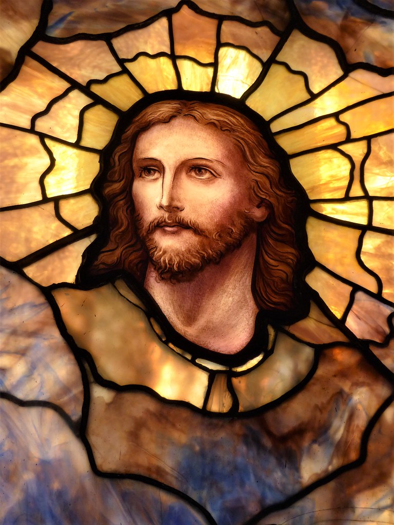 Evanston, IL, Halim Time & Glass Museum, Stained Glass Window, Jesus Christ Portrait