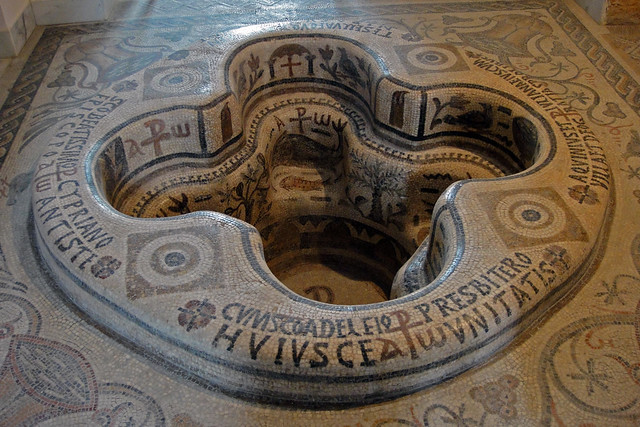 ancient immersion baptismal font. bardo museum