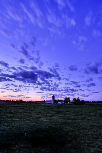 Country Sky After Dusk by Painted Light Studio, blue sunset sky usa nature field wisconsin clouds barn rural landscape photography big purple angle