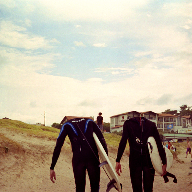 Headless Surfers on their way to the restaurant