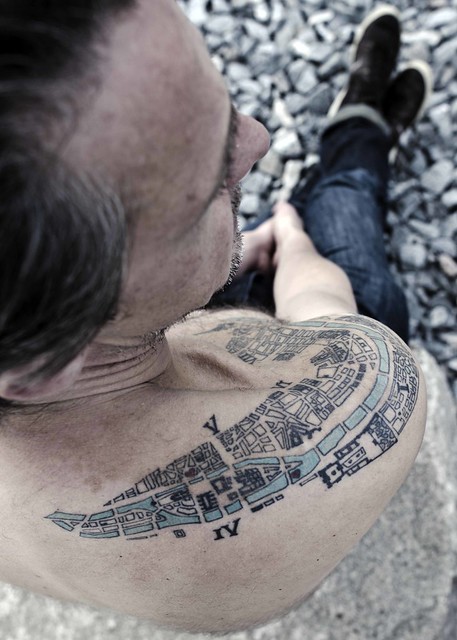 Tattoo of City Map of Paris from 1910