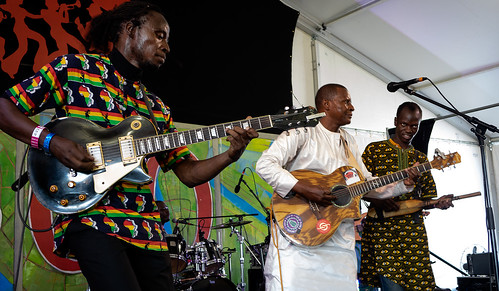 Sidi Toure of Mali on Day 1 of Jazz Fest - 4.27.18. Photo by Charlie Steiner.