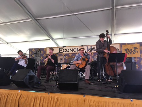 Tangiers Combo in Economy Hall Tent Jazz Fest - May 3, 2018. Photo by Carrie Booher.