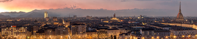 Panorama of Turin at sunset.