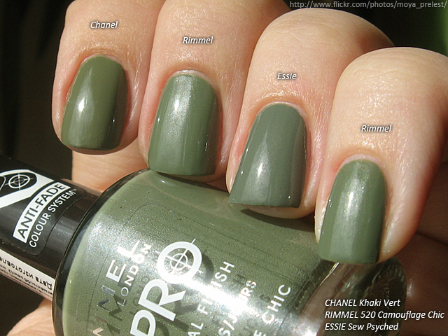 CHANEL Khaki Vert / RIMMEL 520 Camouflage Chic / ESSIE Sew…