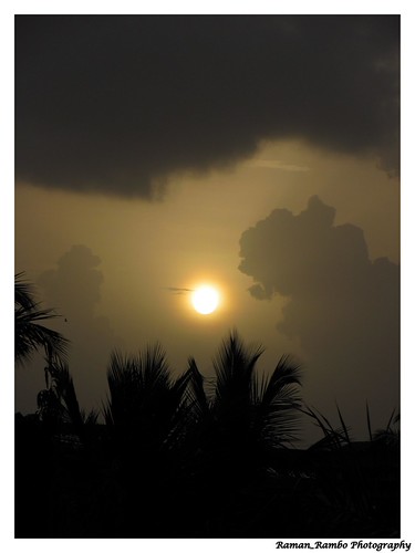 Monsoon Sunset by Raman_Rambo, Monsoon Sunsettrees sunset clouds cloudy coconut monsoon
