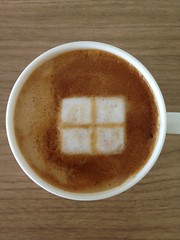 Today's latte, brand new Microsoft logo.