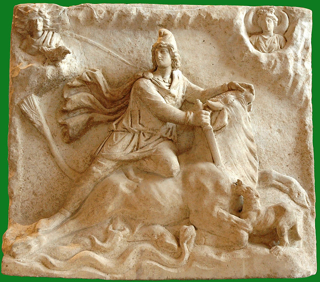 Tauroctony = The ritual killing of a sacred bull by Mithras