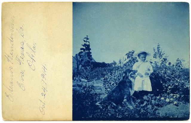 Eleanor Henderson and Her Dog in Eva, Okla., Oct. 24, 1914