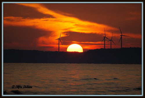 sunset cloud wind mills