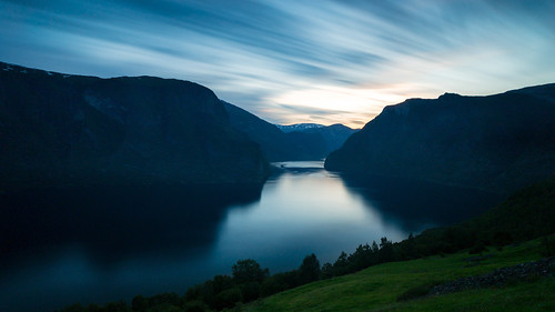 sunset norway aurlandsfjord night fjord water exposure nd hdr