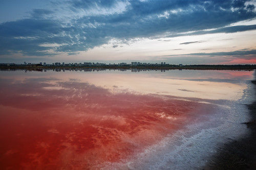 sunset red sea sky lake clouds coast salt bulgaria coastline burgas atanasovo