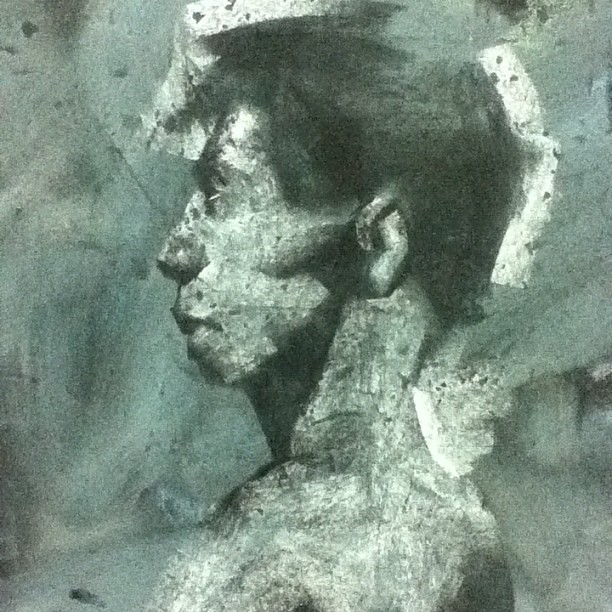 Imagined profile headpiece on chalkboard. #akirabeard  #art  #portrait