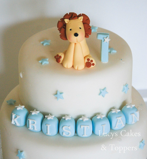 lion christening cake topper set