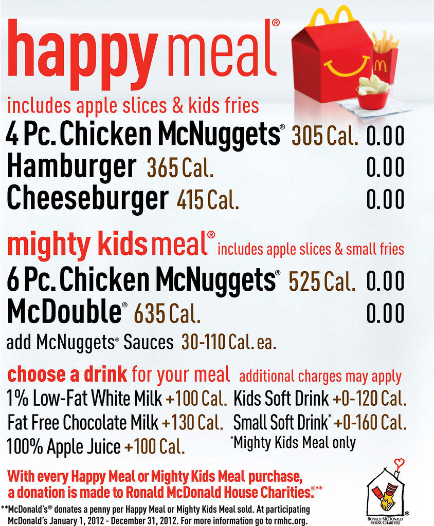 McDonald s USA Menu  Board Happy  Meals  McDonald s USA 