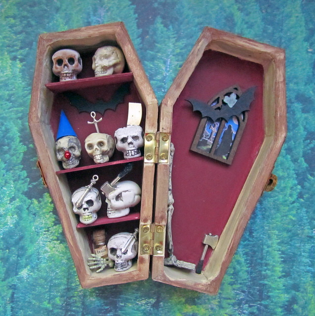 Miniature Coffin Closet Filled with Skulls ~ 1:12th Scale