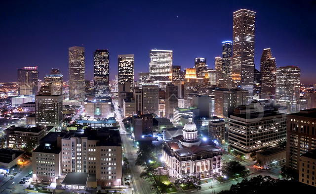 Houston Skyline Illuminated [pano]