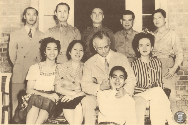 President Manuel L. Quezon with his First Family and staff