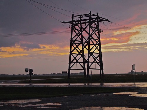 road autumn sunset reflection tower fall rain rural grid illinois power farm electrical transmission epl1