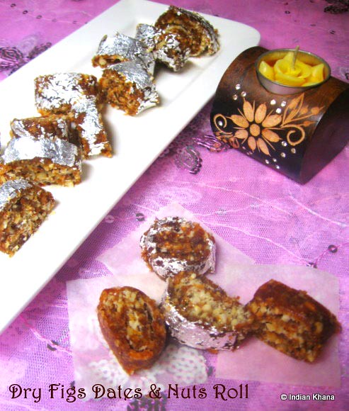 Anjeer Khajoor Chakra  Dry Figs Dates n Nuts Roll-Recipe