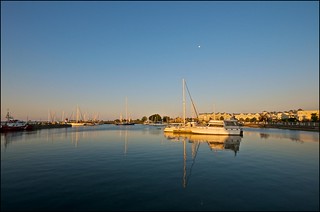 Morning Moon Over Cobourg Marina