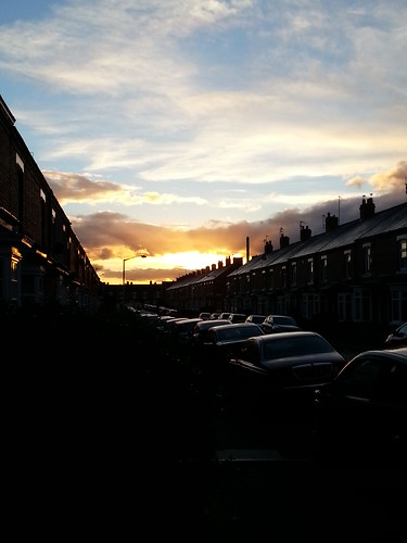 street morning houses cloud silhouette sunrise buildings gold dawn