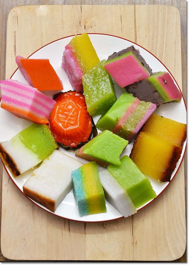 Colourful Array of Nyonya Kuih  A Nyonya kuih and cake 