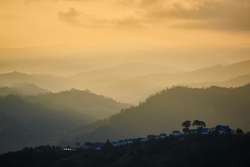 myanmar burma asia chin landscape hills houses dawn