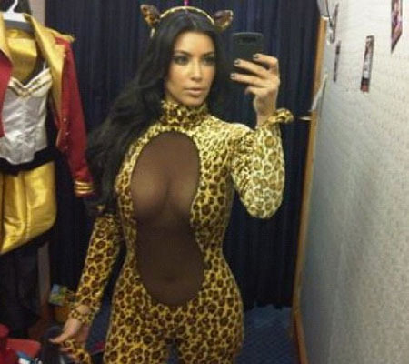 Kim Kardashian cat suit MEOW Boobies