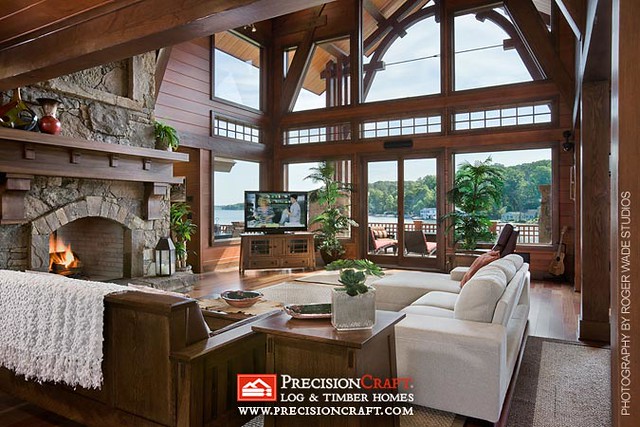 Timber Frame Great Room | PrecisionCraft Log & Timber Homes