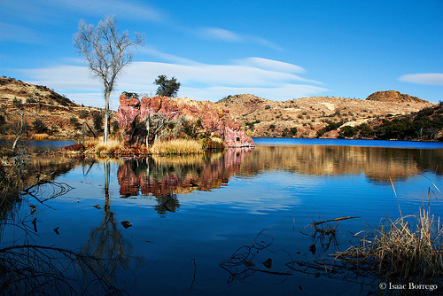 lake water reflections tree hills rocks penablancalake arizona canonrebelxsi desert unitedstates america usa