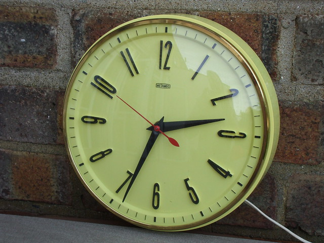 1960'S Metamec Kitchen Wall Clock In Vivd Yellow Mid Century Modern