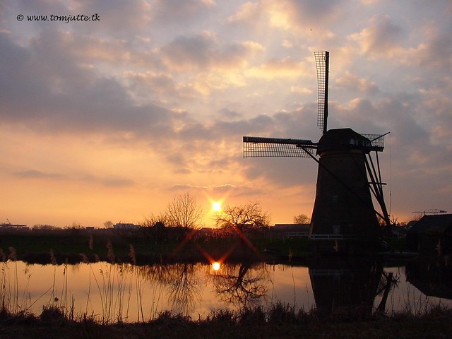 Sunset Windmill, Kinderdijk, Holland - 3717