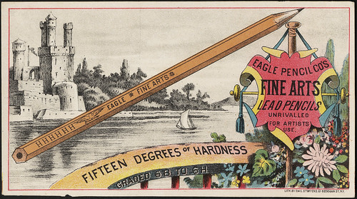Eagle Pencil Co's fine arts lead pencils, unrivalled for artists use. Fifteen degrees of hardness graded 6B to 6H [front] | by Boston Public Library