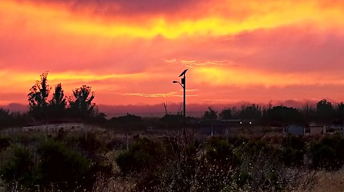 california color contrast clouds centralcoast red sky sunset samsung galaxy8 trees tree tower sun lompoc