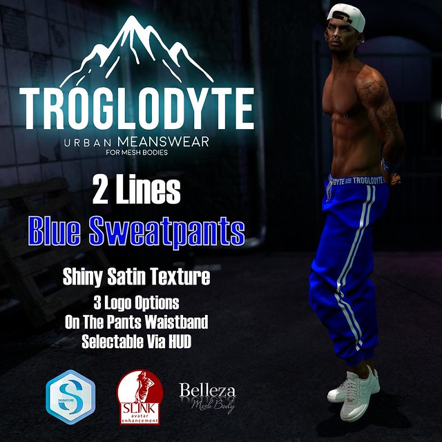 TROGLODYTE - 2 Lines Blue Sweatpants