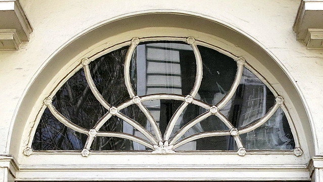 The piazza entrance fanlight (c.1840), an addition to the Captain John Morrison House (c.1805), 125 Tradd Street, Charleston, SC